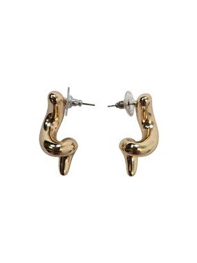 Gold Tone Corkscrew Post Earrings with Rhinestone Accent